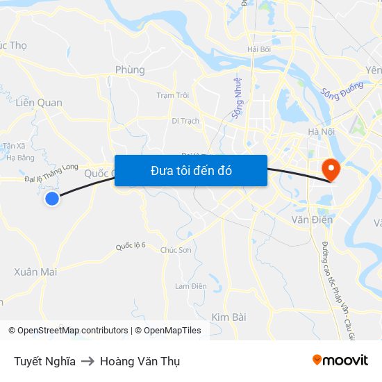 Tuyết Nghĩa to Hoàng Văn Thụ map