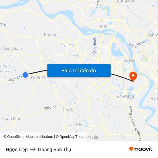 Ngọc Liệp to Hoàng Văn Thụ map