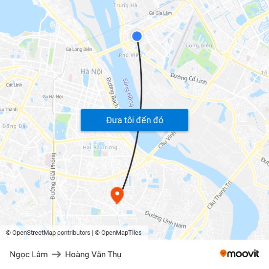 Ngọc Lâm to Hoàng Văn Thụ map