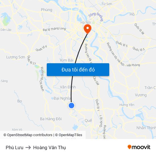 Phù Lưu to Hoàng Văn Thụ map