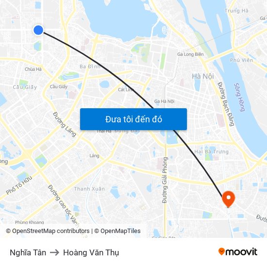 Nghĩa Tân to Hoàng Văn Thụ map