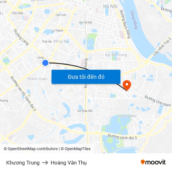 Khương Trung to Hoàng Văn Thụ map