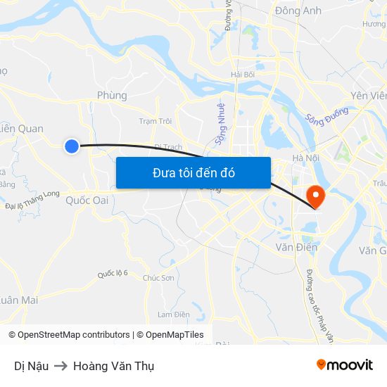 Dị Nậu to Hoàng Văn Thụ map