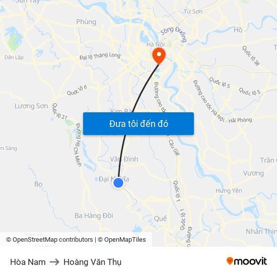 Hòa Nam to Hoàng Văn Thụ map