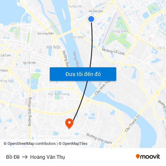 Bồ Đề to Hoàng Văn Thụ map