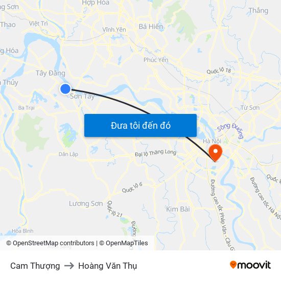 Cam Thượng to Hoàng Văn Thụ map