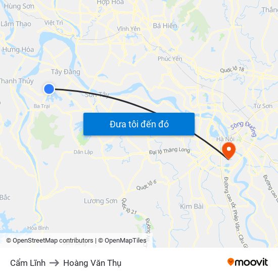 Cẩm Lĩnh to Hoàng Văn Thụ map