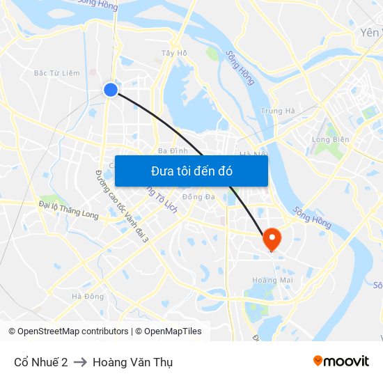 Cổ Nhuế 2 to Hoàng Văn Thụ map