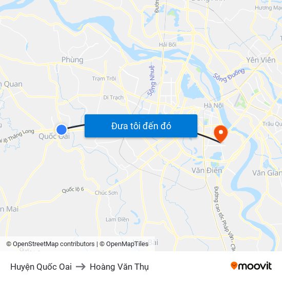 Huyện Quốc Oai to Hoàng Văn Thụ map