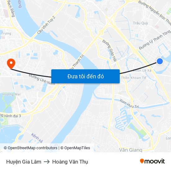 Huyện Gia Lâm to Hoàng Văn Thụ map