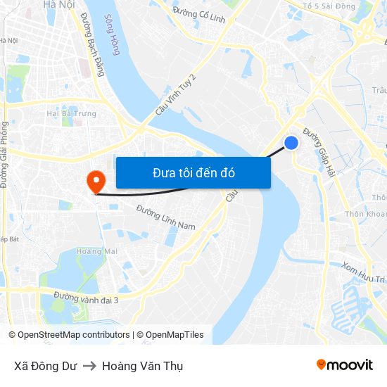 Xã Đông Dư to Hoàng Văn Thụ map