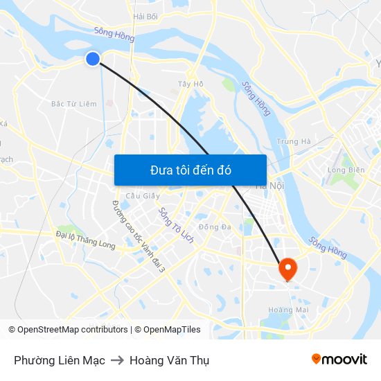 Phường Liên Mạc to Hoàng Văn Thụ map