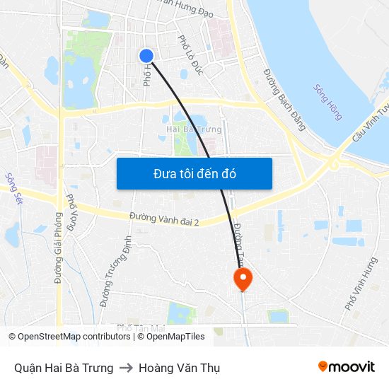 Quận Hai Bà Trưng to Hoàng Văn Thụ map