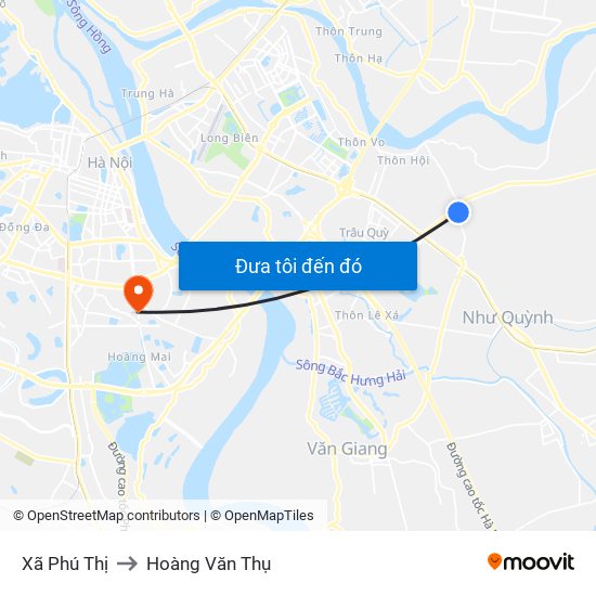 Xã Phú Thị to Hoàng Văn Thụ map