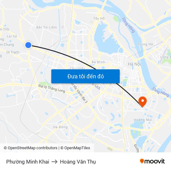 Phường Minh Khai to Hoàng Văn Thụ map