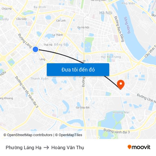 Phường Láng Hạ to Hoàng Văn Thụ map