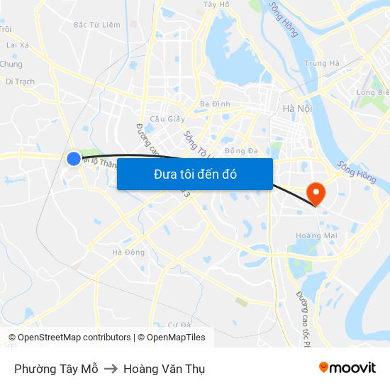 Phường Tây Mỗ to Hoàng Văn Thụ map