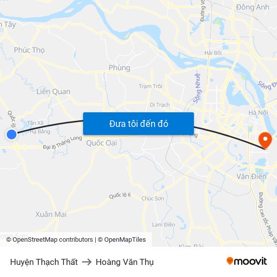 Huyện Thạch Thất to Hoàng Văn Thụ map