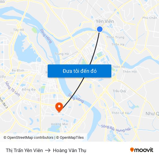 Thị Trấn Yên Viên to Hoàng Văn Thụ map