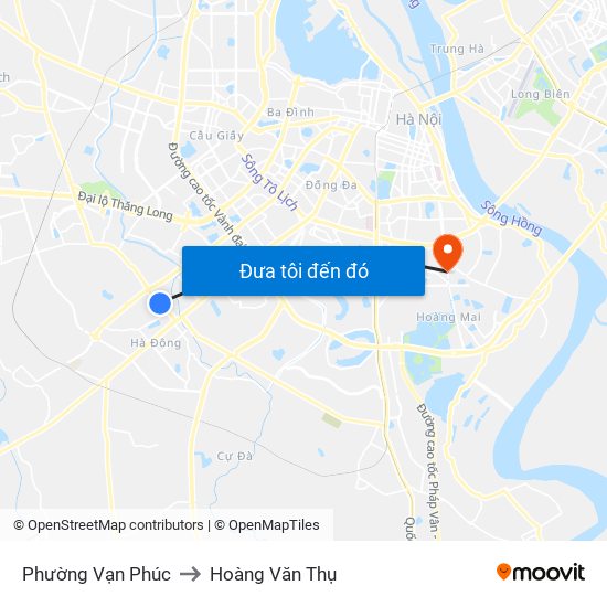 Phường Vạn Phúc to Hoàng Văn Thụ map