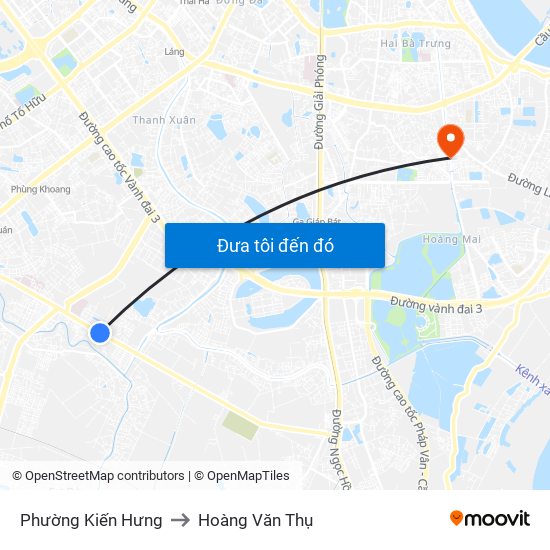 Phường Kiến Hưng to Hoàng Văn Thụ map