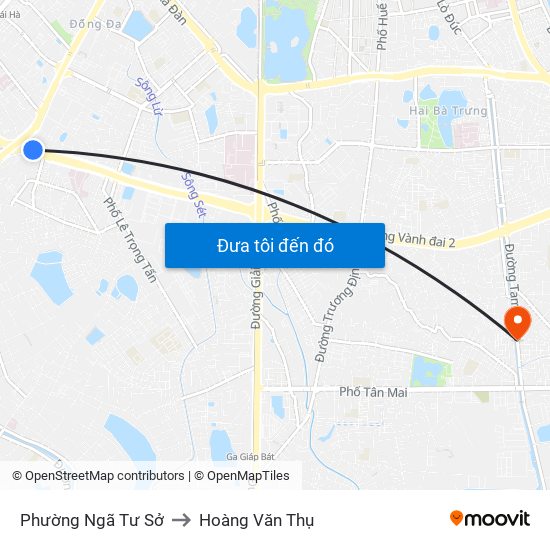 Phường Ngã Tư Sở to Hoàng Văn Thụ map