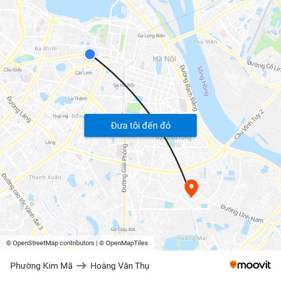 Phường Kim Mã to Hoàng Văn Thụ map