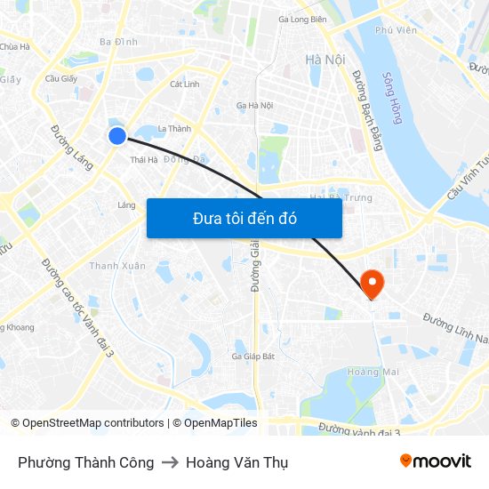 Phường Thành Công to Hoàng Văn Thụ map