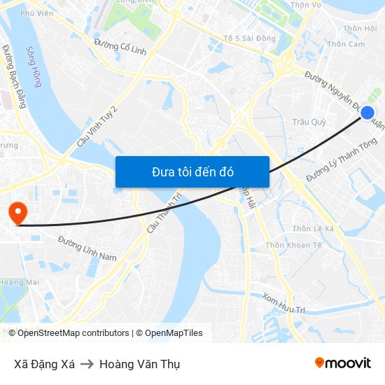 Xã Đặng Xá to Hoàng Văn Thụ map