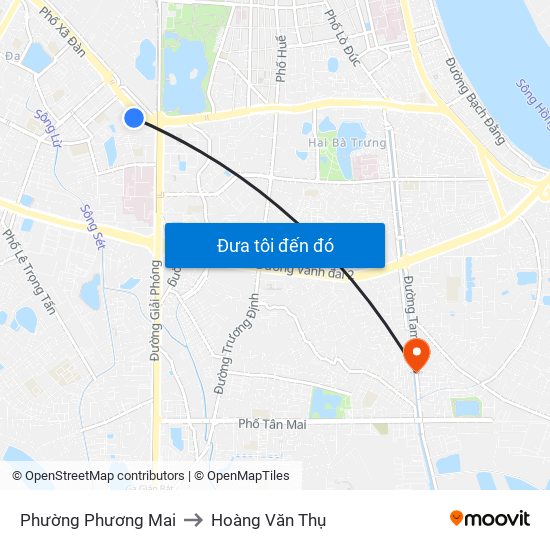 Phường Phương Mai to Hoàng Văn Thụ map