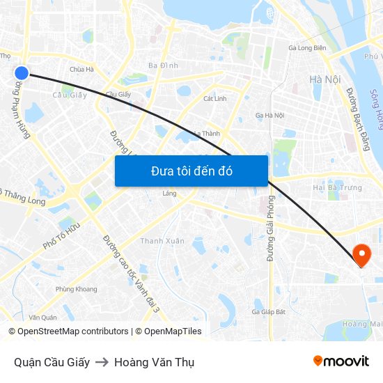 Quận Cầu Giấy to Hoàng Văn Thụ map