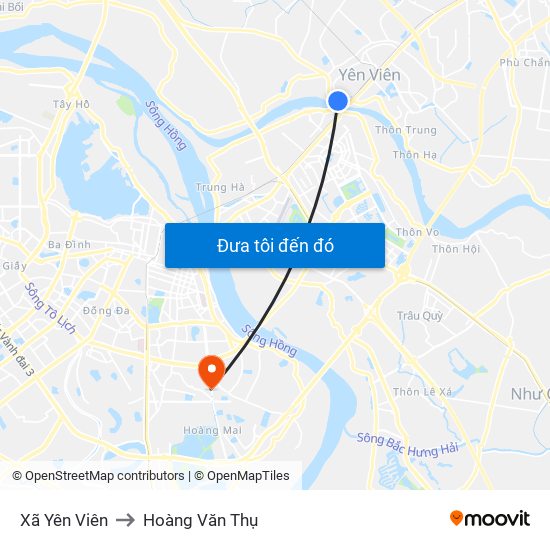 Xã Yên Viên to Hoàng Văn Thụ map