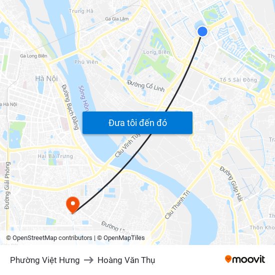 Phường Việt Hưng to Hoàng Văn Thụ map