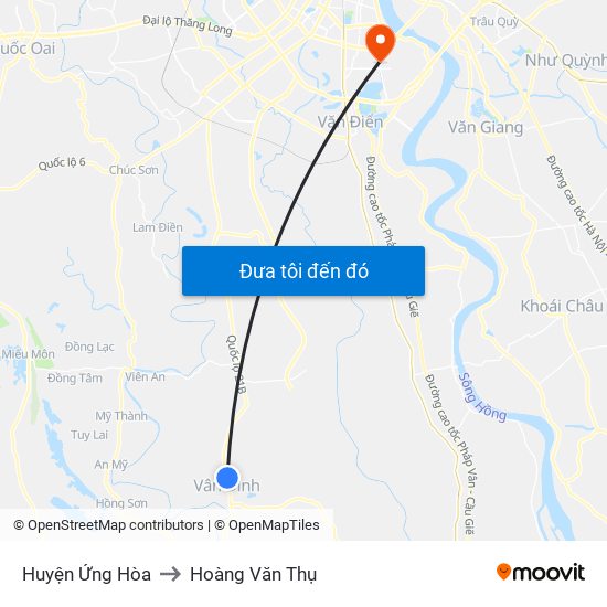 Huyện Ứng Hòa to Hoàng Văn Thụ map