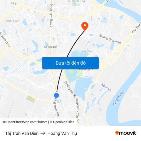 Thị Trấn Văn Điển to Hoàng Văn Thụ map