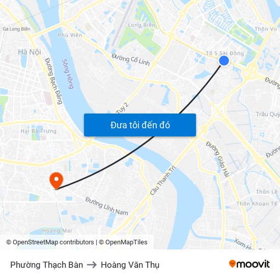 Phường Thạch Bàn to Hoàng Văn Thụ map