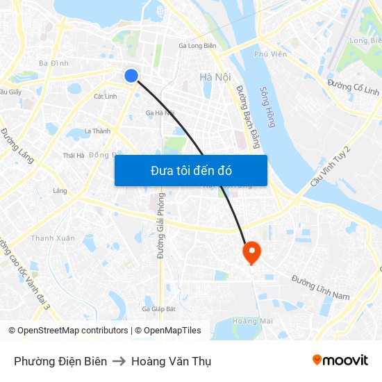 Phường Điện Biên to Hoàng Văn Thụ map