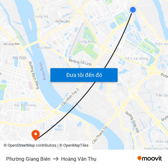 Phường Giang Biên to Hoàng Văn Thụ map