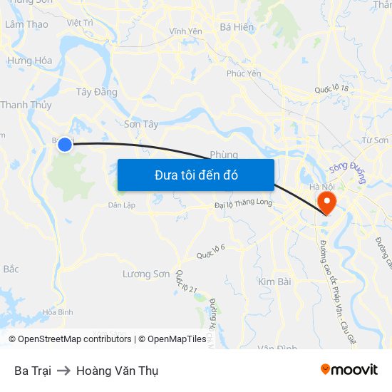 Ba Trại to Hoàng Văn Thụ map