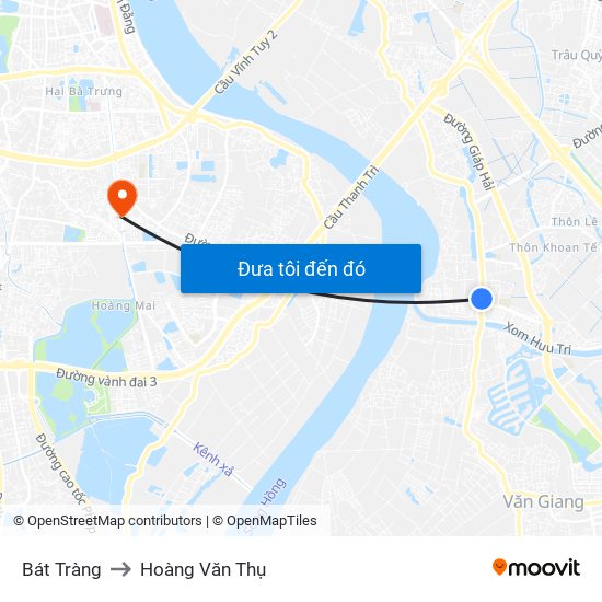 Bát Tràng to Hoàng Văn Thụ map