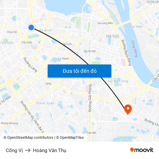 Cống Vị to Hoàng Văn Thụ map