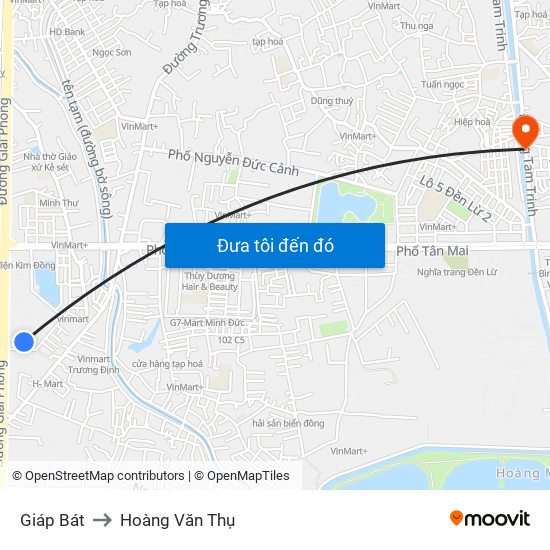 Giáp Bát to Hoàng Văn Thụ map
