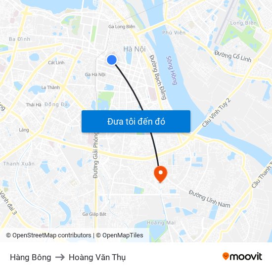 Hàng Bông to Hoàng Văn Thụ map