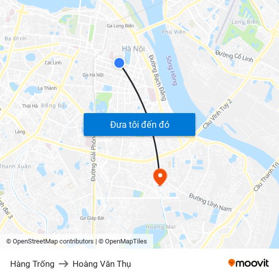 Hàng Trống to Hoàng Văn Thụ map