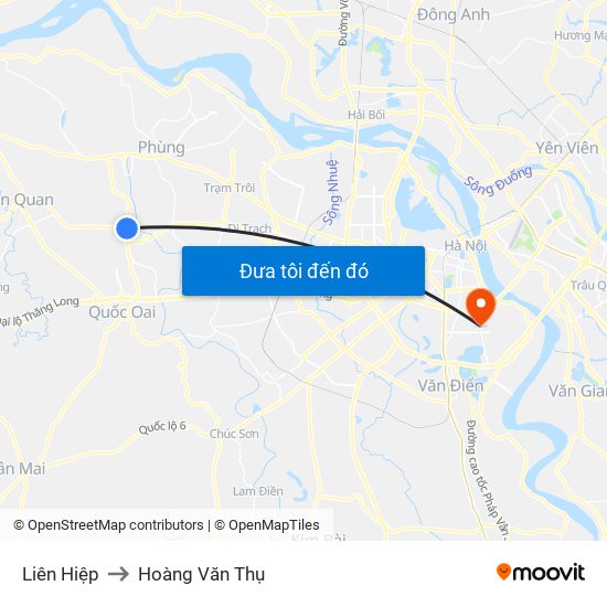 Liên Hiệp to Hoàng Văn Thụ map