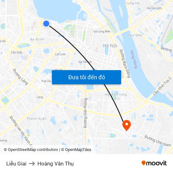 Liễu Giai to Hoàng Văn Thụ map