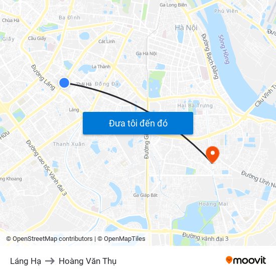 Láng Hạ to Hoàng Văn Thụ map