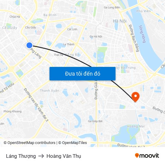 Láng Thượng to Hoàng Văn Thụ map