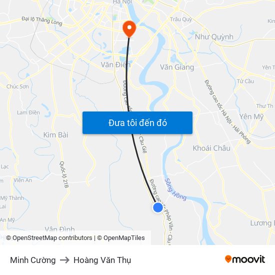 Minh Cường to Hoàng Văn Thụ map