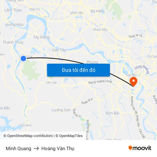 Minh Quang to Hoàng Văn Thụ map